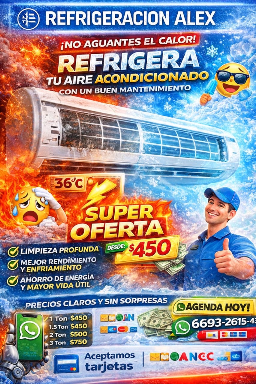 Promoción visual de Refrigeración Alex para temporada de calor