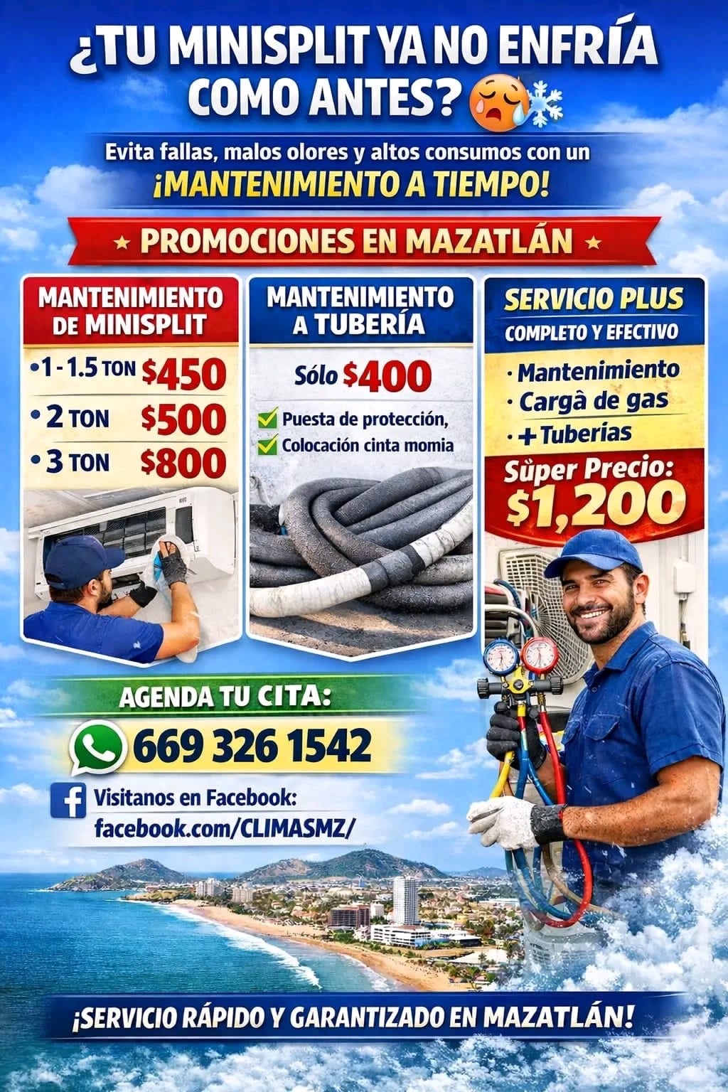 Promoción de Refrigeración Alex en Mazatlán